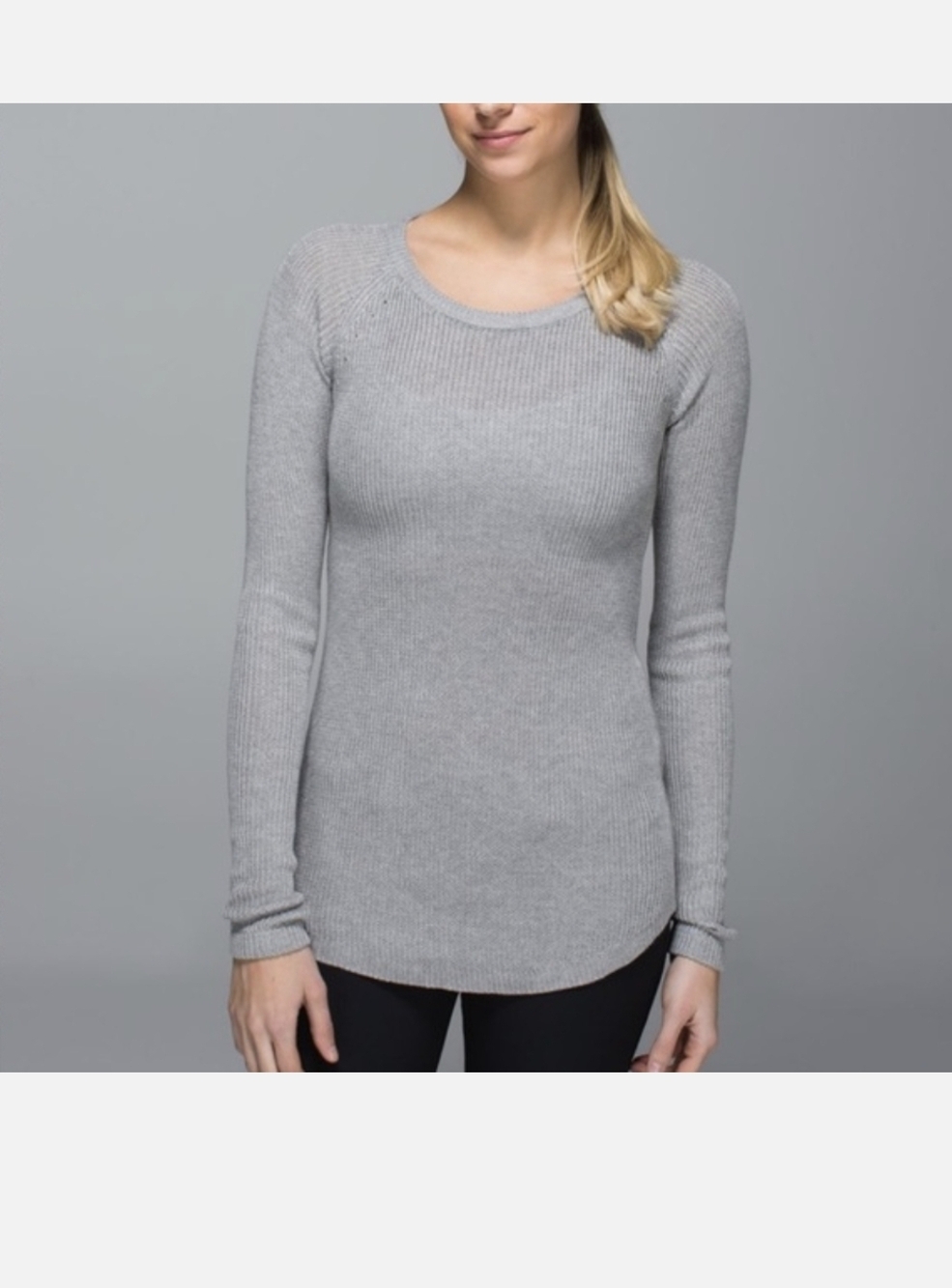 Lululemon Cabin Yogi Bamboo Cashmere Long Sleeve Sweater sz 0/2 Light Gray